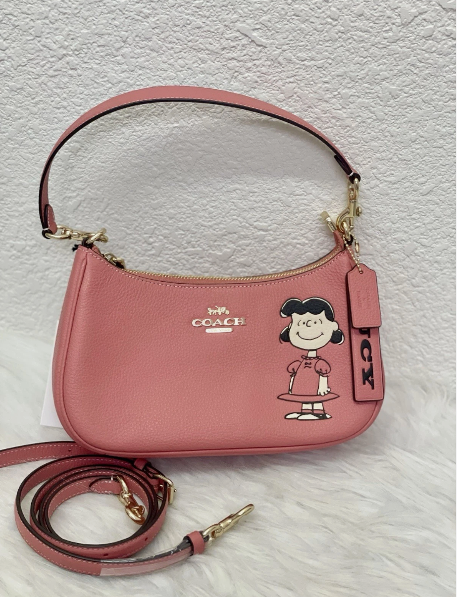 Coach CBM32 X Peanuts Teri Shoulder Bag With Lucy in Pebble Leather