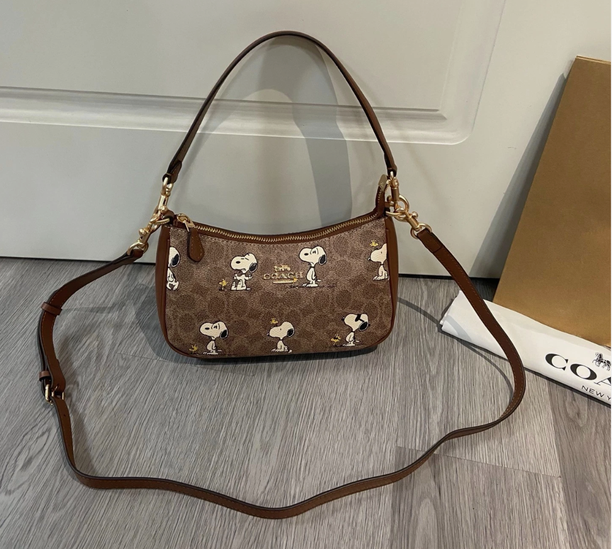 Coach womens crossbody bag Snopy Brown