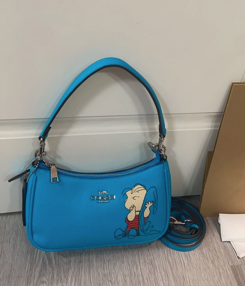 Coach Shoulder Bag Leather PEANUTS Limited Collaboration Blue
