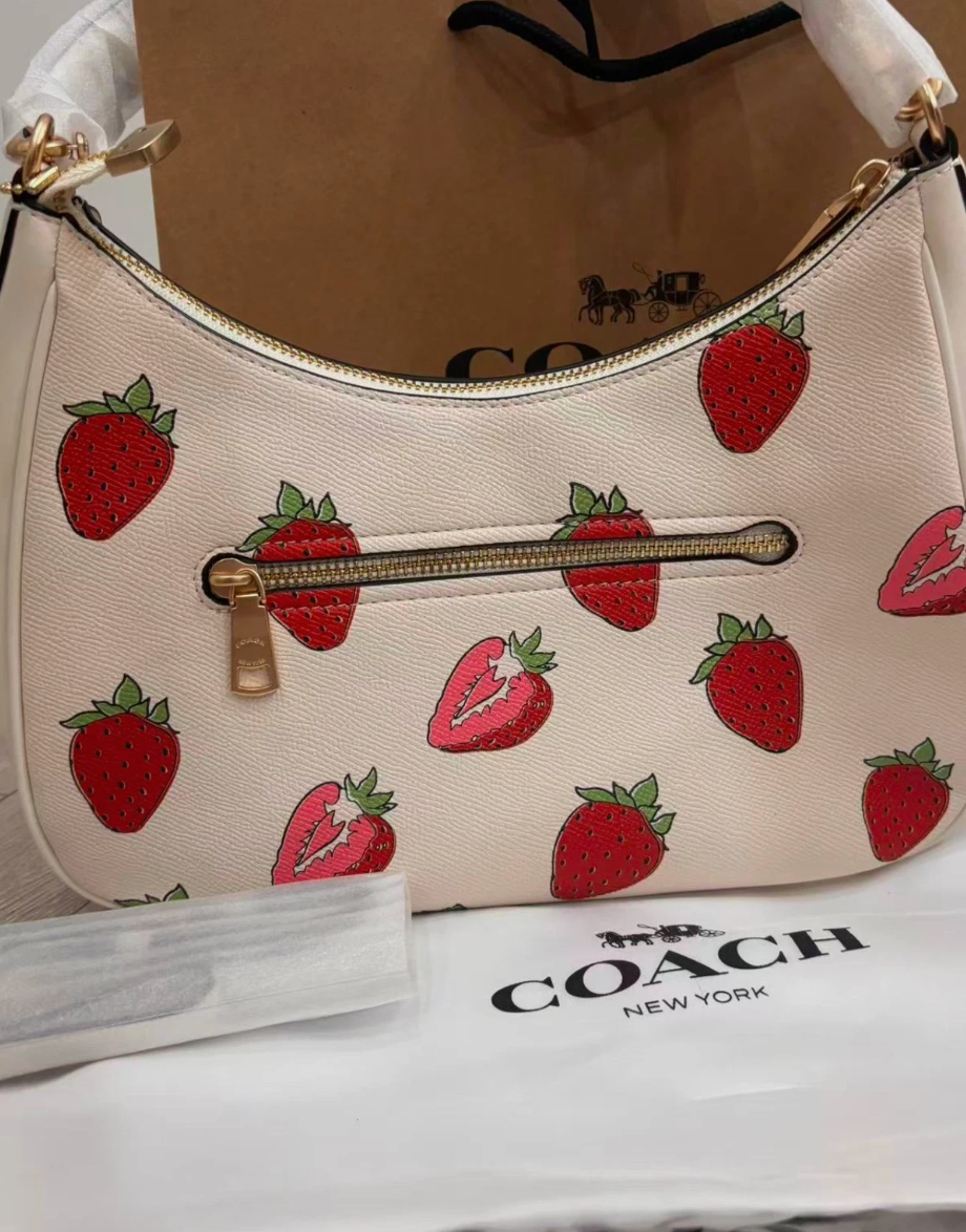 Coach Teri Hobo Bag with Strawberry Print Lady Crossbody Shoulder Purse