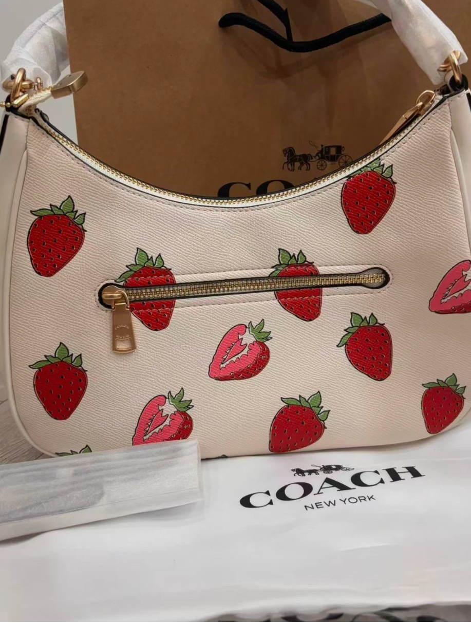 Coach Teri Hobo Bag with Strawberry Print Lady Crossbody Shoulder Purse