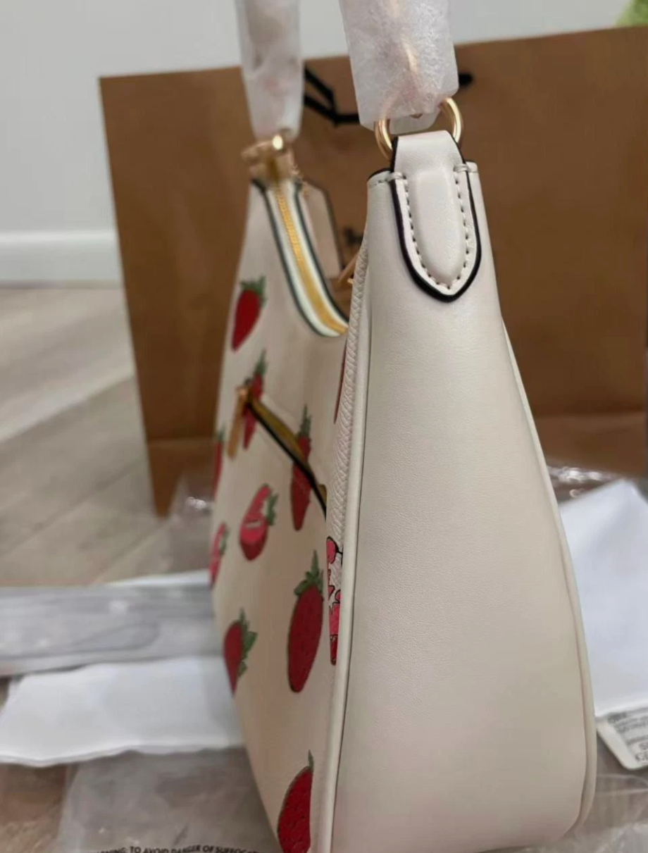 Coach Teri Hobo Bag with Strawberry Print Lady Crossbody Shoulder Purse