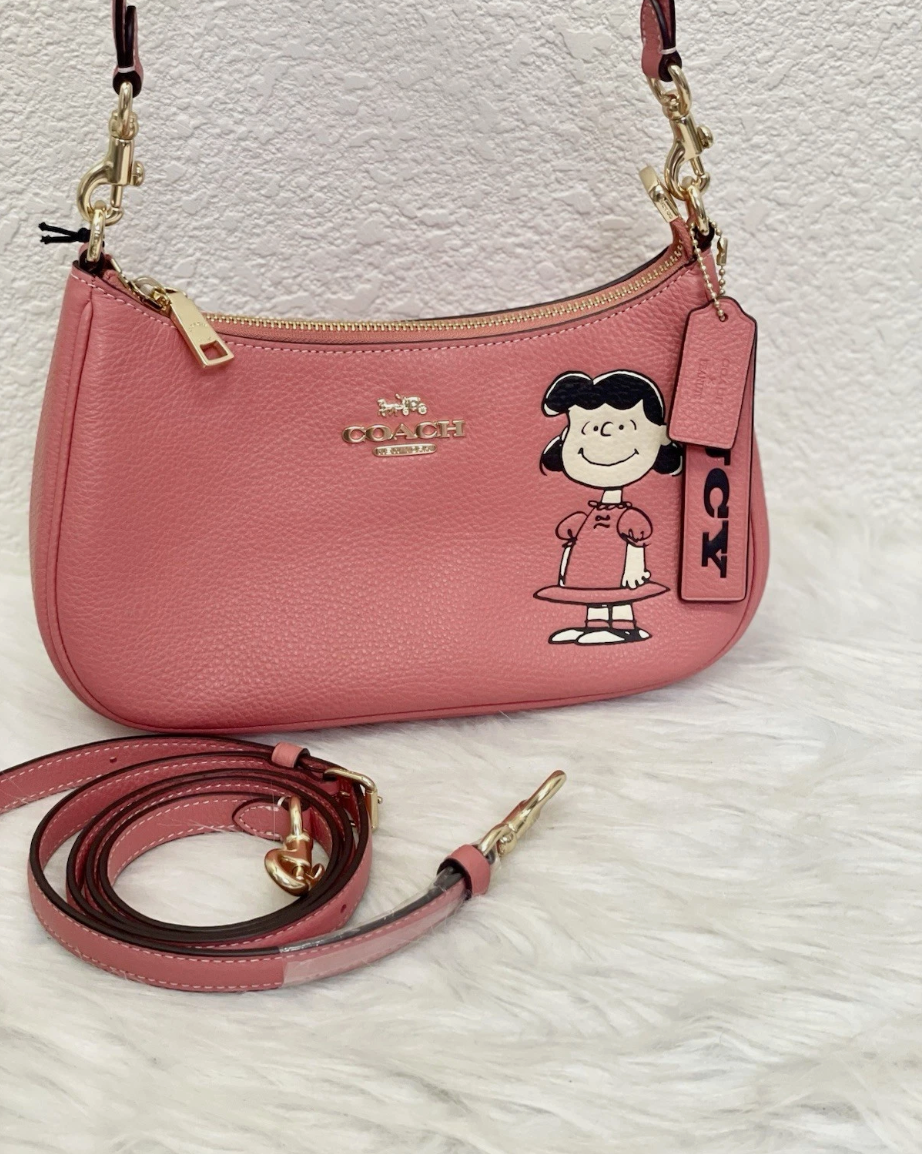 Coach CBM32 X Peanuts Teri Shoulder Bag With Lucy in Pebble Leather