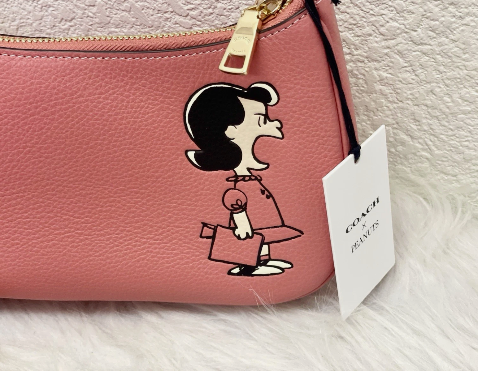 Coach CBM32 X Peanuts Teri Shoulder Bag With Lucy in Pebble Leather